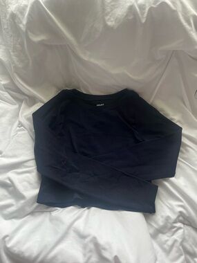 Populares Navy Blue Long Sleeve Top